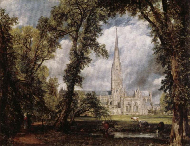 John Constable View of Salisbury Cathedral Grounds from the Bishop's House